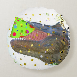 Dinosaur T-Rex Party Animal Round Cushion