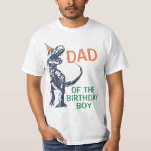 Dinosaur T-Rex Party Hat Dad of the BIrthday Boy T-Shirt