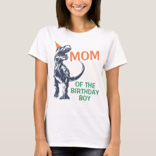 Dinosaur T-Rex Party Hat Mum of the Birthday Boy T-Shirt