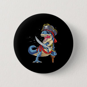 Dinosaur T Rex Pirate Jolly Roger Halloween Funny 6 Cm Round Badge