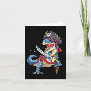 Dinosaur T Rex Pirate Jolly Roger Halloween Funny  Card