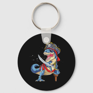 Dinosaur T rex Pirate Jolly Roger Halloween Funny Key Ring