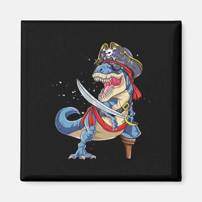 Dinosaur T Rex Pirate Jolly Roger Halloween Funny  Magnet (Front)