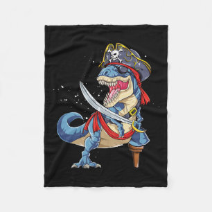Dinosaur T Rex Pirate Jolly Roger Halloween Gifts  Fleece Blanket