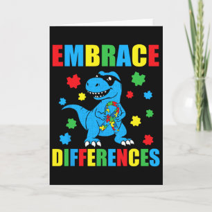 Dinosaur T-rex Puzzle Embrace Differences Autism A Card