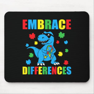 Dinosaur T-rex Puzzle Embrace Differences Autism A Mouse Pad