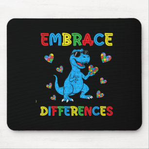 Dinosaur T-rex Puzzle Embrace Differences Autism A Mouse Pad