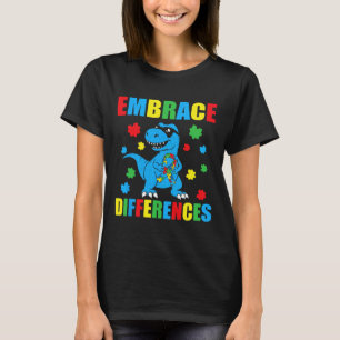 Dinosaur T-rex Puzzle Embrace Differences Autism A T-Shirt