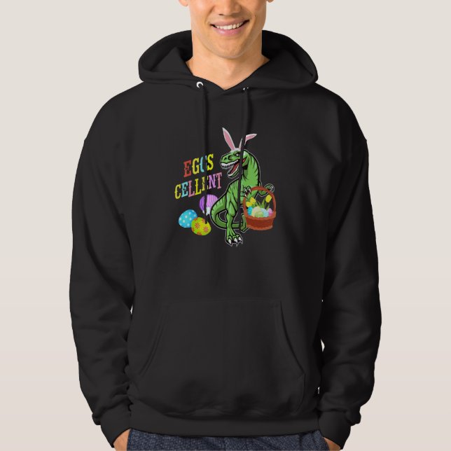 Dinosaur T Rex Rabbit Easter Eggs Cellent Excellen Hoodie (Front)
