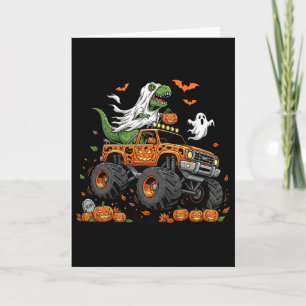 Dinosaur T-rex Riding Monster Truck Halloween Men  Card