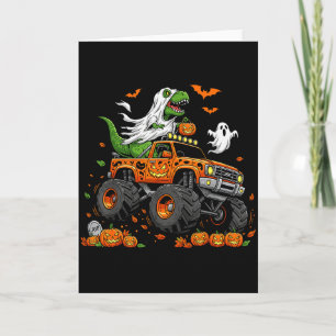 Dinosaur T-rex Riding Monster Truck Halloween Men Card