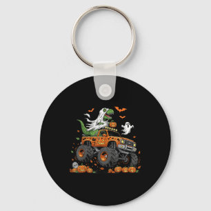 Dinosaur T-rex Riding Monster Truck Halloween Men Key Ring