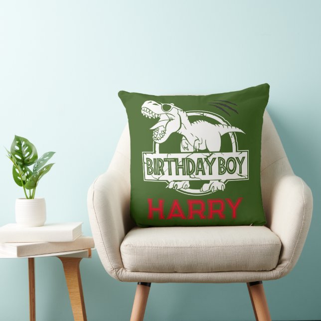 Dinosaur T Rex ROAR GREEN BIRTHDAY BOY Cushion (Chair)