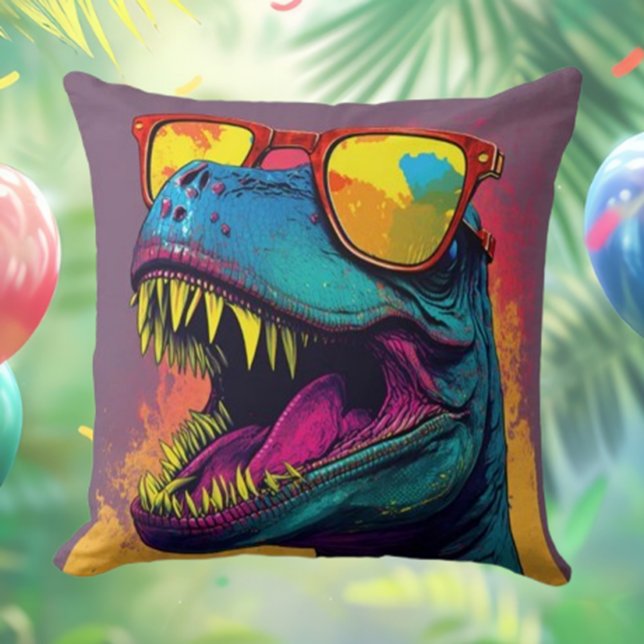 Dinosaur T Rex Roar Throw Pillow (Transform your child's dinosaur bedroom with our personalized T-Rex throw pillow! )