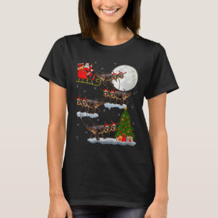 Dinosaur T-rex Santa Sleigh Flying Funny Magical C T-Shirt