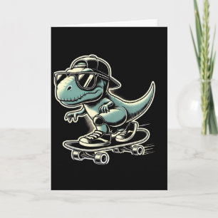 Dinosaur T Rex Skateboarding Funny Retro Skating  Card