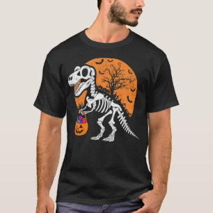 Dinosaur T rex Skeleton Halloween Pumpkin Boys Kid T-Shirt
