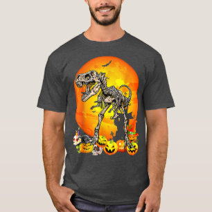 Dinosaur T Rex Skeleton Pumpkin With Moon Hallowee T-Shirt