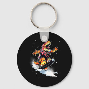 Dinosaur T-rex Snowboard Snowboard Snowboarder Win Key Ring