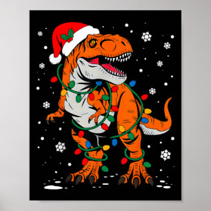Dinosaur T Rex Tree Christmas Funny Xmas Dino Boys Poster