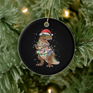 Dinosaur T-rex Tree Christmas Sweater Xmas Dino Ceramic Ornament