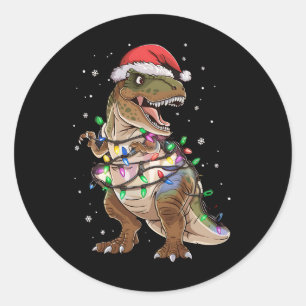Dinosaur T-rex Tree Christmas Sweater Xmas Dino Classic Round Sticker