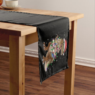 Dinosaur T-rex Tree Christmas Sweater Xmas Dino Short Table Runner