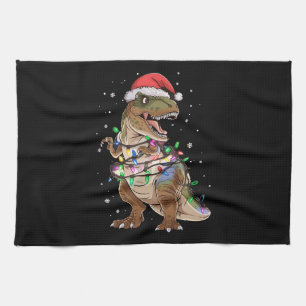 Dinosaur T-rex Tree Christmas Sweater Xmas Dino Tea Towel