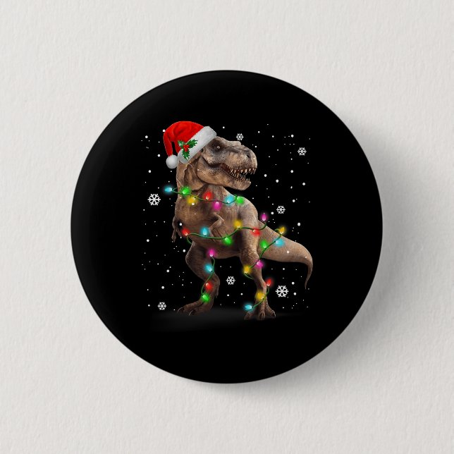 Dinosaur T-rex Tree Christmas  Xmas Pet Dino Trex  6 Cm Round Badge (Front)