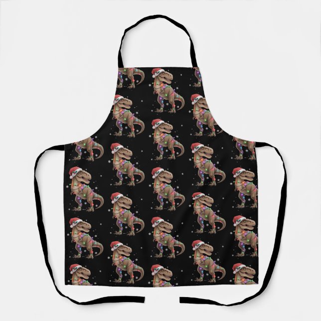 Dinosaur T-rex Tree Christmas Xmas Pet Dino Trex  Apron (Front)
