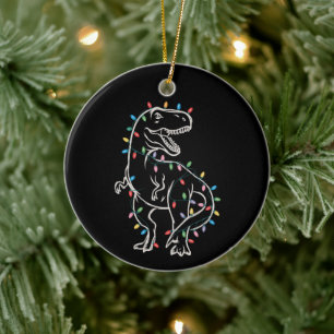 Dinosaur T-rex Tree Christmas Xmas Pet Dino Trex Ceramic Ornament