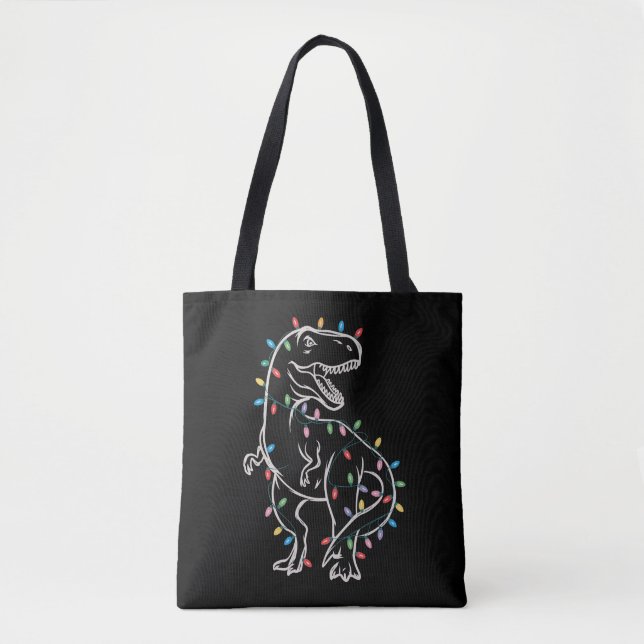 Dinosaur T-rex Tree Christmas Xmas Pet Dino Trex  Tote Bag (Front)
