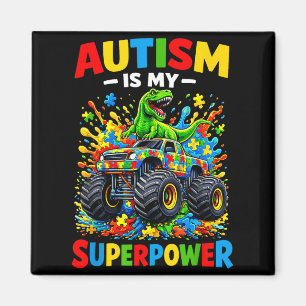 Dinosaur T Rex Truck Autism Awareness Boys Kids Magnet