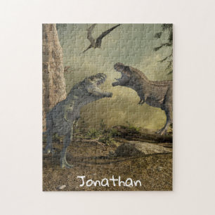 Dinosaur T-Rex Tyrannosaurus Battle Name Monogram Jigsaw Puzzle