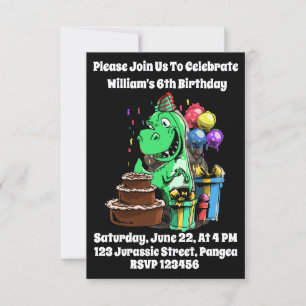 Dinosaur T Rex Tyrannosaurus Bday Birthday Invitation