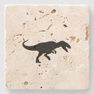 Dinosaur T-Rex Tyrannosaurus Rex Black Silhouette Stone Coaster