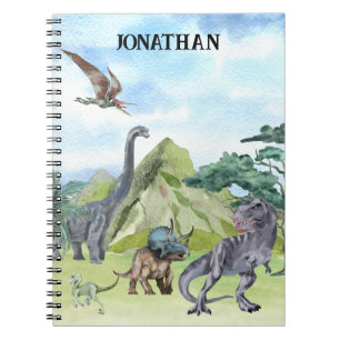 Dinosaur T-Rex Tyrannosaurus Watercolor Raptor  Notebook