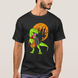 Dinosaur T Rex Vampire Halloween Candy Pumpkin T-Shirt