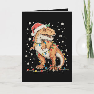 Dinosaur T Rex Xmas Dino Christmas Lights Holiday Card