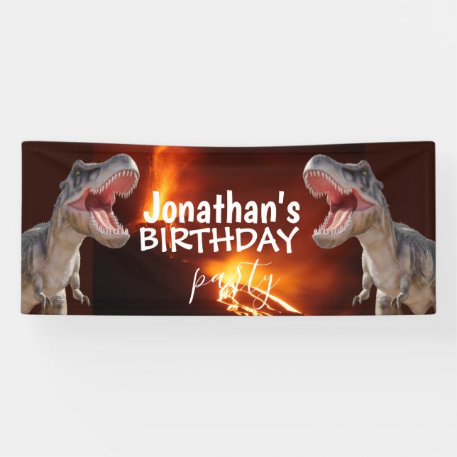 Dinosaur T Rexs Boy White Banner (Horizontal)