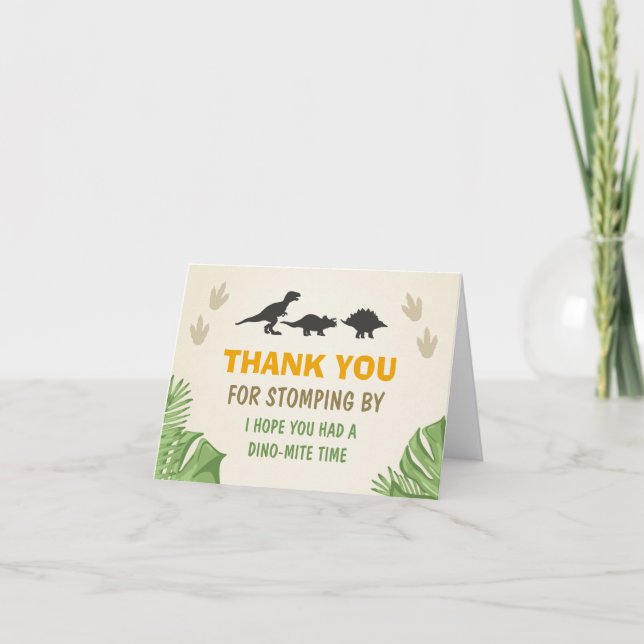 Dinosaur Thank You Card Dino Party Stomping by (Front)