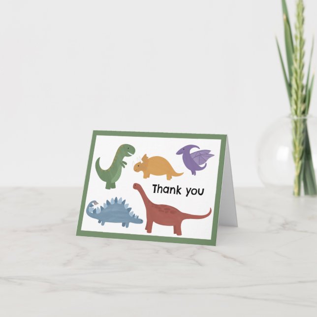 Dinosaur Thank You Card for Kids Birthday (Front)