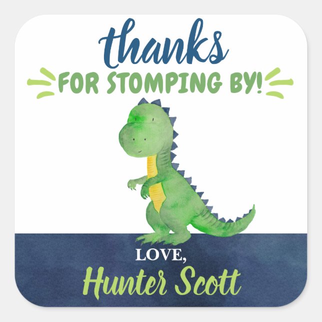 Dinosaur Thank You Favour Stickers (Front)