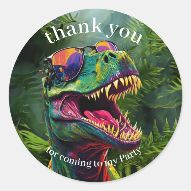 Dinosaur Thank You kids Jungle Classic Round Sticker (Front)
