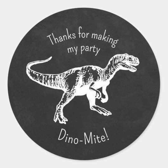 dinosaur_thank_you_party_favour_chalkboard_classic_round_sticker rb35e59125e8147dd9b2c08424f9b7843_v9waf_8byvr_540