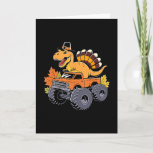 Dinosaur Thanksgiving Boys Kids Dino T Rex Monster Card