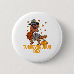 Dinosaur Thanksgiving Boys Turkey Saurus T rex Kid 6 Cm Round Badge