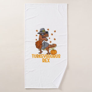 Dinosaur Thanksgiving Boys Turkey Saurus T rex Kid Bath Towel