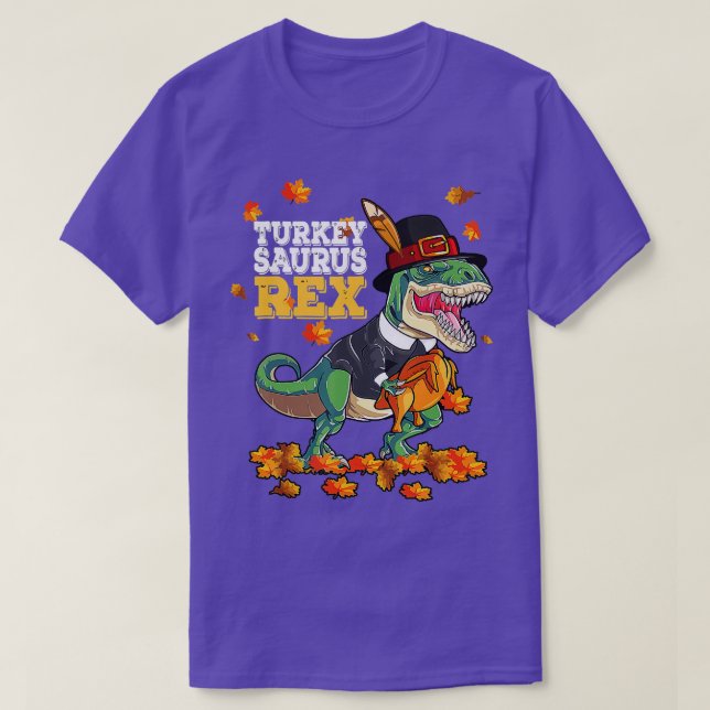 Dinosaur Thanksgiving Boys Turkey Saurus T rex Pil T-Shirt (Design Front)