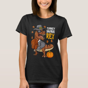 Dinosaur Thanksgiving Boys Turkey Saurus T rex Pil T-Shirt